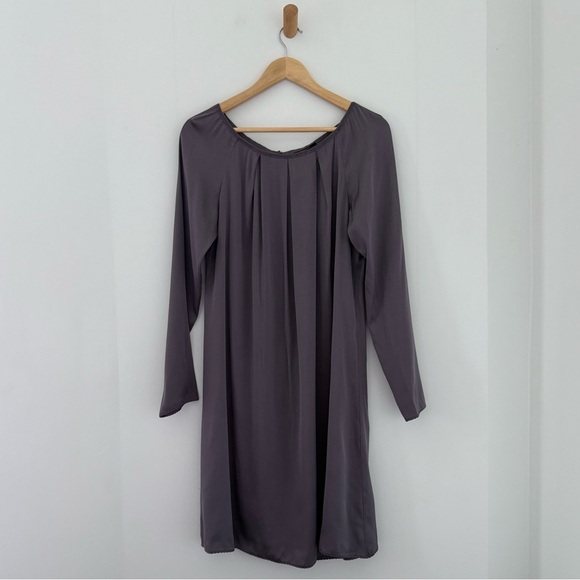 Elie Tahari purple gray silk long sleeve trapeze dress - Medium - Picture 2 of 5